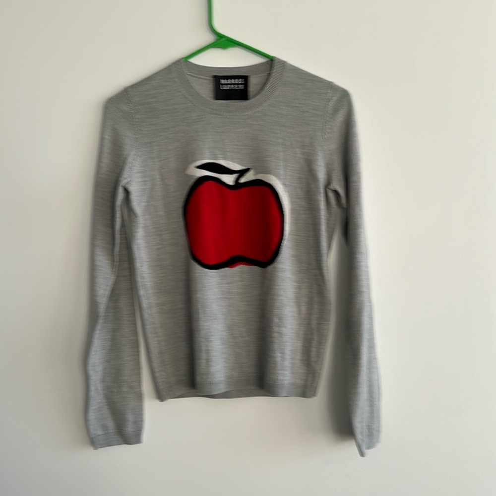 Marcus Lupfer gray /red apple wool pullover  xs